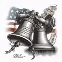 constitution, liberty bell, America flag country music tattoo design idea