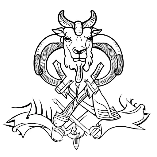 ram horns with bow and arrow tattoo design idea