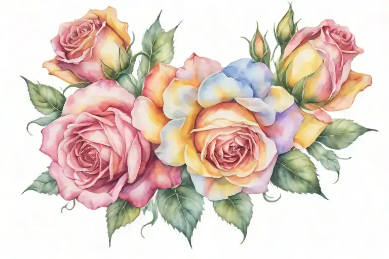 watercolor roses memorial for my grandmother  tattoo design idea