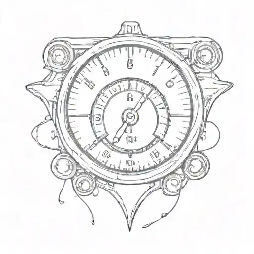 A tattoo of a car dashboard with the speedometer needle pointing to a heart symbol, symbolizing love for cars and speed tattoo design idea