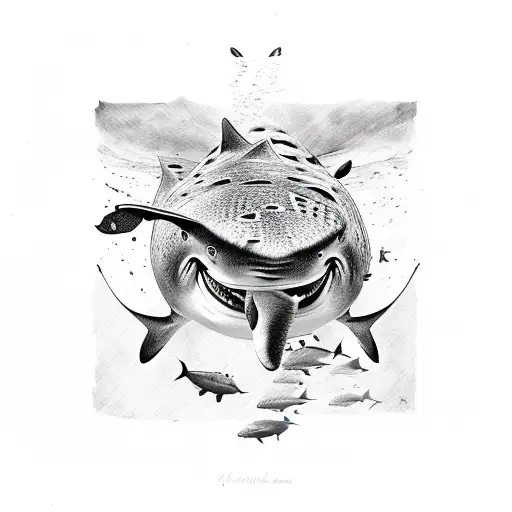 whale shark bull shark hammerhead shar in a group tattoo design idea