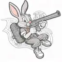 Bugs Bunny shooting Elmer Fudd  tattoo design idea