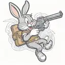 Bugs Bunny shooting Elmer Fudd  tattoo design idea
