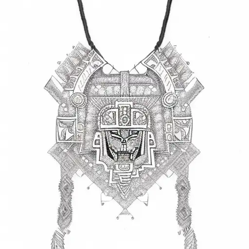 aztec royalty necklace tattoo design idea
