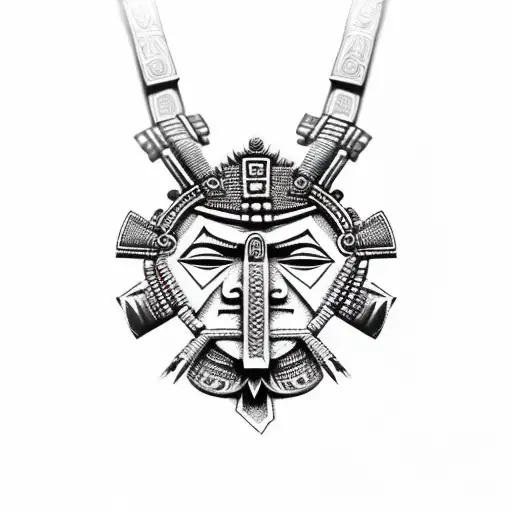 aztec warrior necklace tattoo design idea