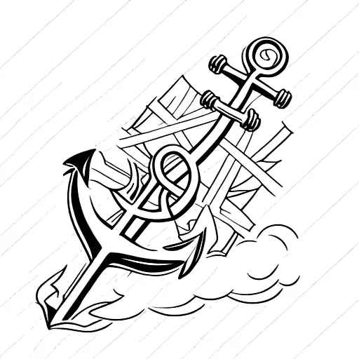 anchor embedded in Douglas fir tree tattoo design idea