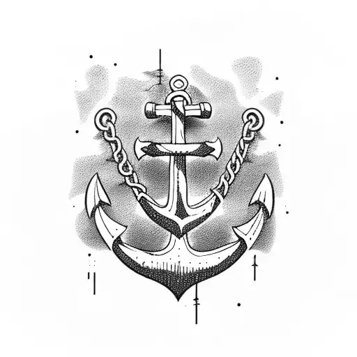 anchor embedded in Douglas fir tree tattoo design idea