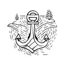 anchor embedded in Douglas fir tree tattoo design idea