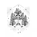 anchor embedded in Douglas fir tree tattoo design idea