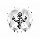 anchor embedded in Douglas fir tree tattoo design idea