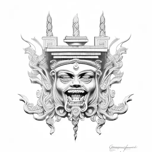  corinthian column tattoo design idea