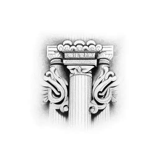 construction detail of a corinthian column tattoo design idea