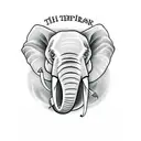 elephant with the name Kaiser under it tattoo design idea