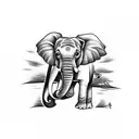 elephant with the name Kaiser under it tattoo design idea