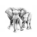 3 elephant's  tattoo design idea