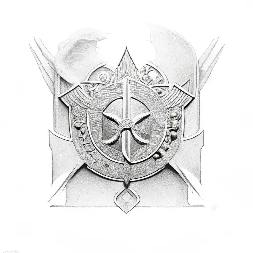 flor de lis, barco en el mar, aguila y texto "invictus 1937" tattoo design idea