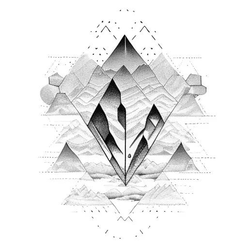 A majestic rock formation with a hidden message in HIJAS language tattoo design idea