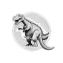 A majestic dinosaur in a blackwork style tattoo design idea