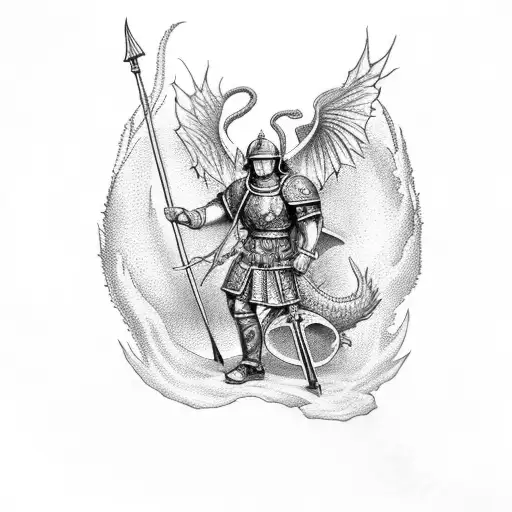 saint Florian full back tattoo with a dragon tattoo design idea