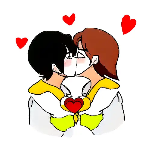 duck couple kiss heart tattoo design idea