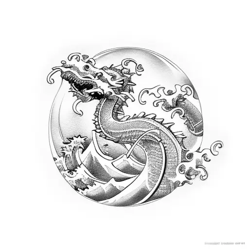 the great wave, uss ingraham, chinese dragon, rising sun,  merlion tattoo design idea