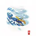 the great wave, uss ingraham, chinese dragon, rising sun,  merlion tattoo design idea