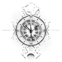 A clock with shattered pieces representing a broken heart tattoo design idea