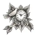 The hand, the dove, the clock, the cross and the rose tattoo design idea