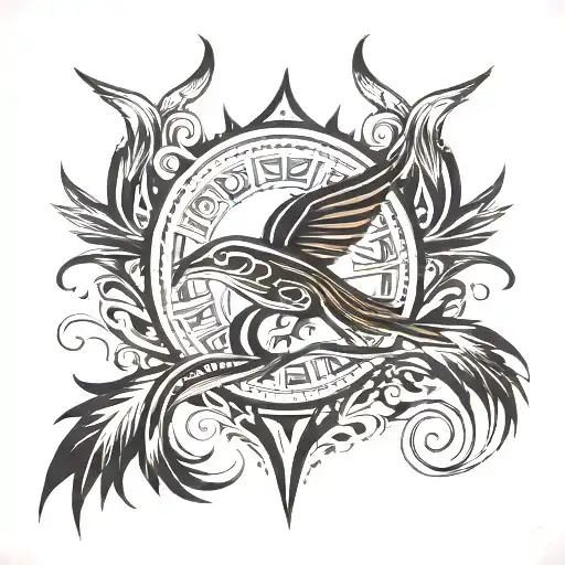 Ray: The outstretched wings of the ray will be stylized with tribal motifs, representing freedom and movement tattoo design idea