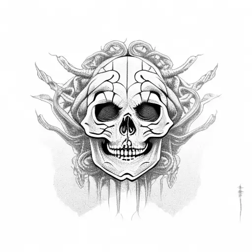 skeleton Medusa  tattoo design idea