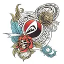 assasins creed, ying yang symbol, puerto rico made tattoo design idea