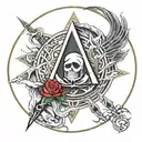 assasins creed, ying yang symbol, puerto rico made tattoo design idea