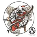 assasins creed, ying yang symbol, puerto rico made tattoo design idea