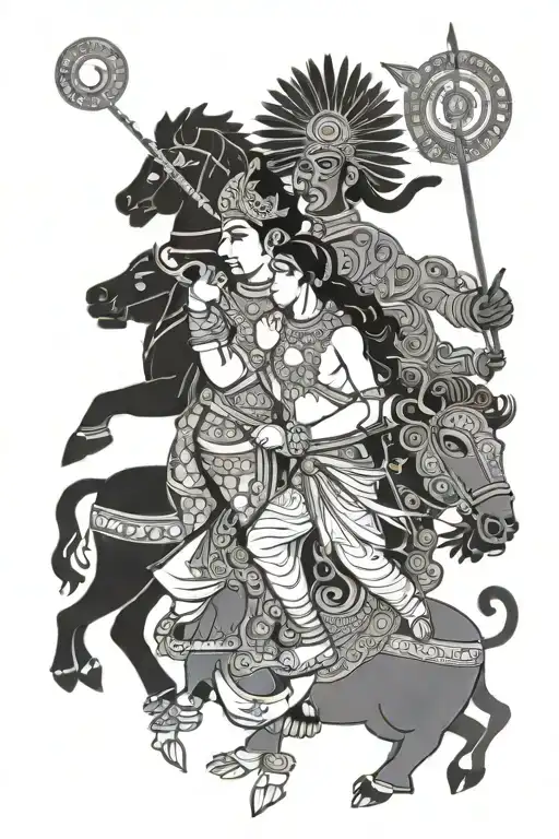 arjun and Krishna leading Arjuna tattoo design idea