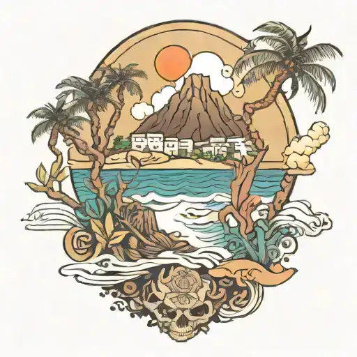 Lanzarote islands half sleeve tattoo design idea