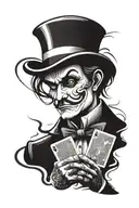 A magician with the top hat doing a card trick tattoo design idea
