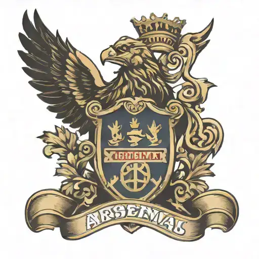 arsenal 125th anniversary crest with victoria concordia crescit underneath and something from thierry henry tattoo design idea