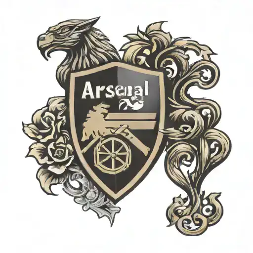 arsenal 125th anniversary crest with victoria concordia crescit underneath and something with thierry henry tattoo design idea