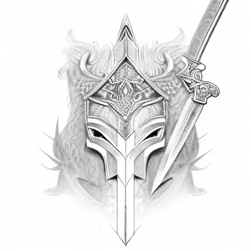 warrior sword horse tattoo design idea