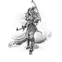 woman warrior with sword  tattoo design idea
