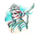 woman warrior with sword  tattoo design idea