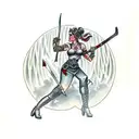 woman warrior with sword  tattoo design idea