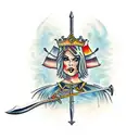 woman warrior with sword  tattoo design idea