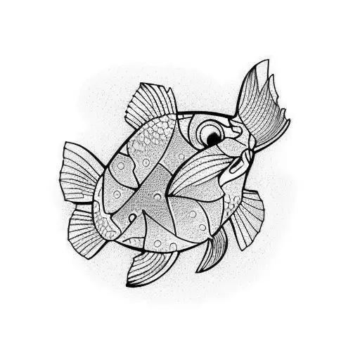 Fish With crab linwork  tattoo design idea