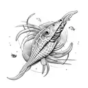 Fish With crab linwork  tattoo design idea