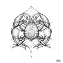 Fish With crab linwork  tattoo design idea