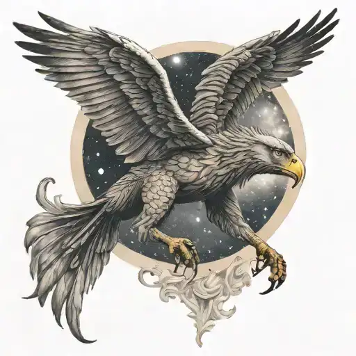 Griffin and astronomy tattoo design idea