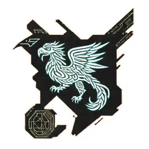 Griffin and astronomy tattoo design idea