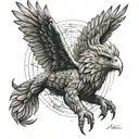 Griffin and astronomy tattoo design idea