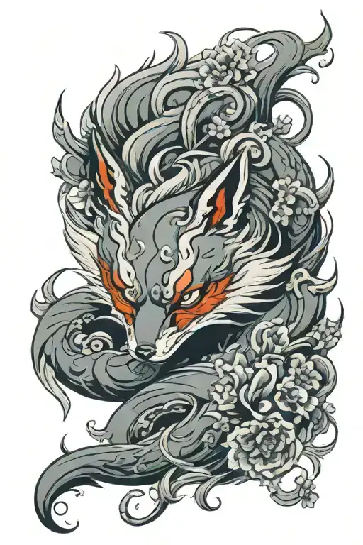 nine tails fox wearing anbu mask  tattoo design idea